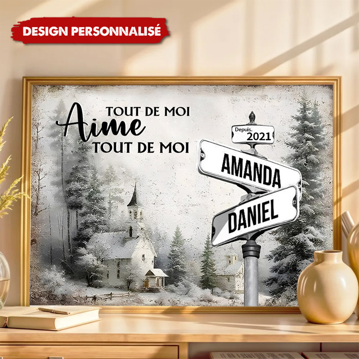 Poster Personnalisé – Panneau de Rue avec Prénoms & Date Spéciale