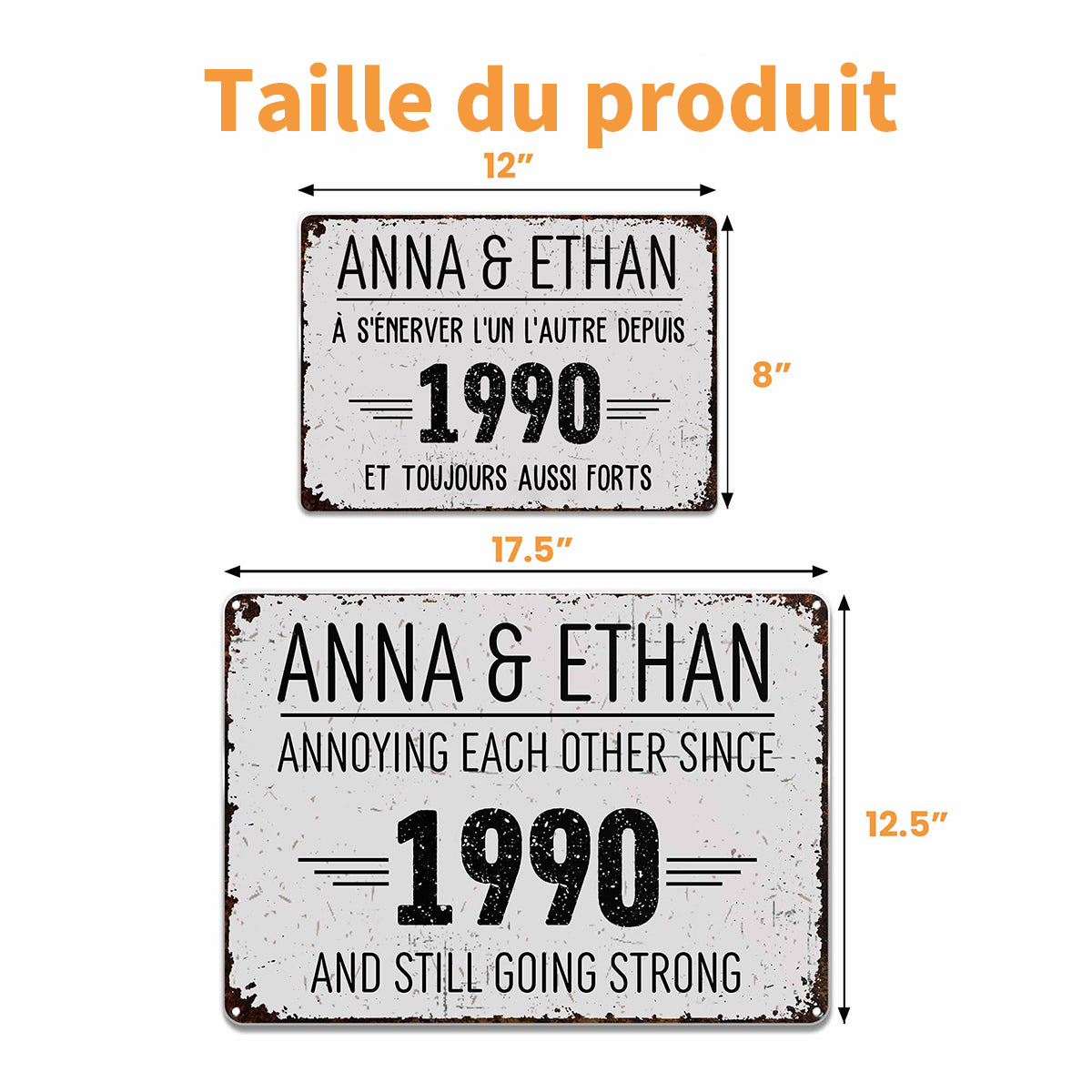 Plaque Métallique Personnalisée – À s’énerver l’un l’autre depuis… et toujours aussi forts