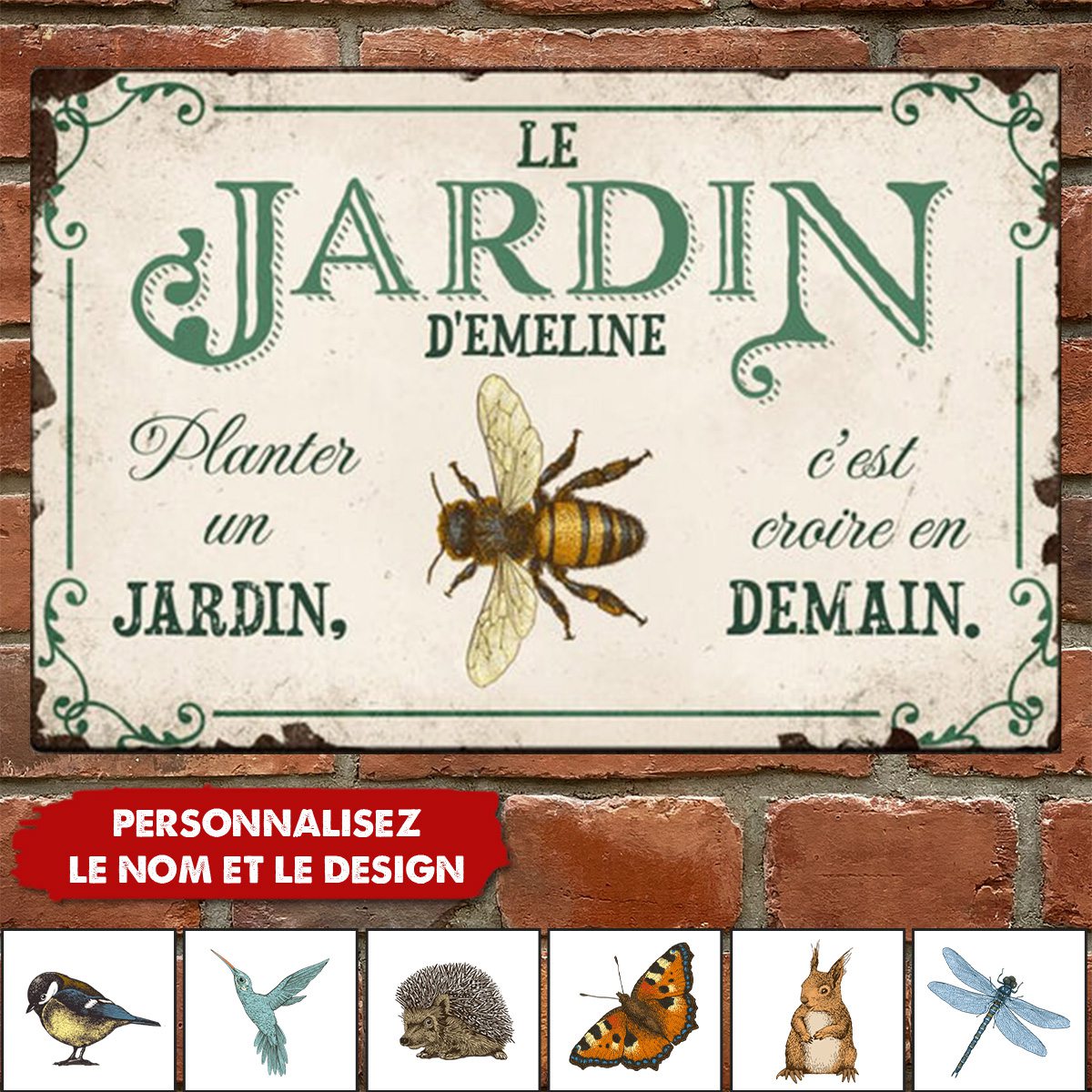 Joie dans le jardin – Outdoor-Pancarte de porte