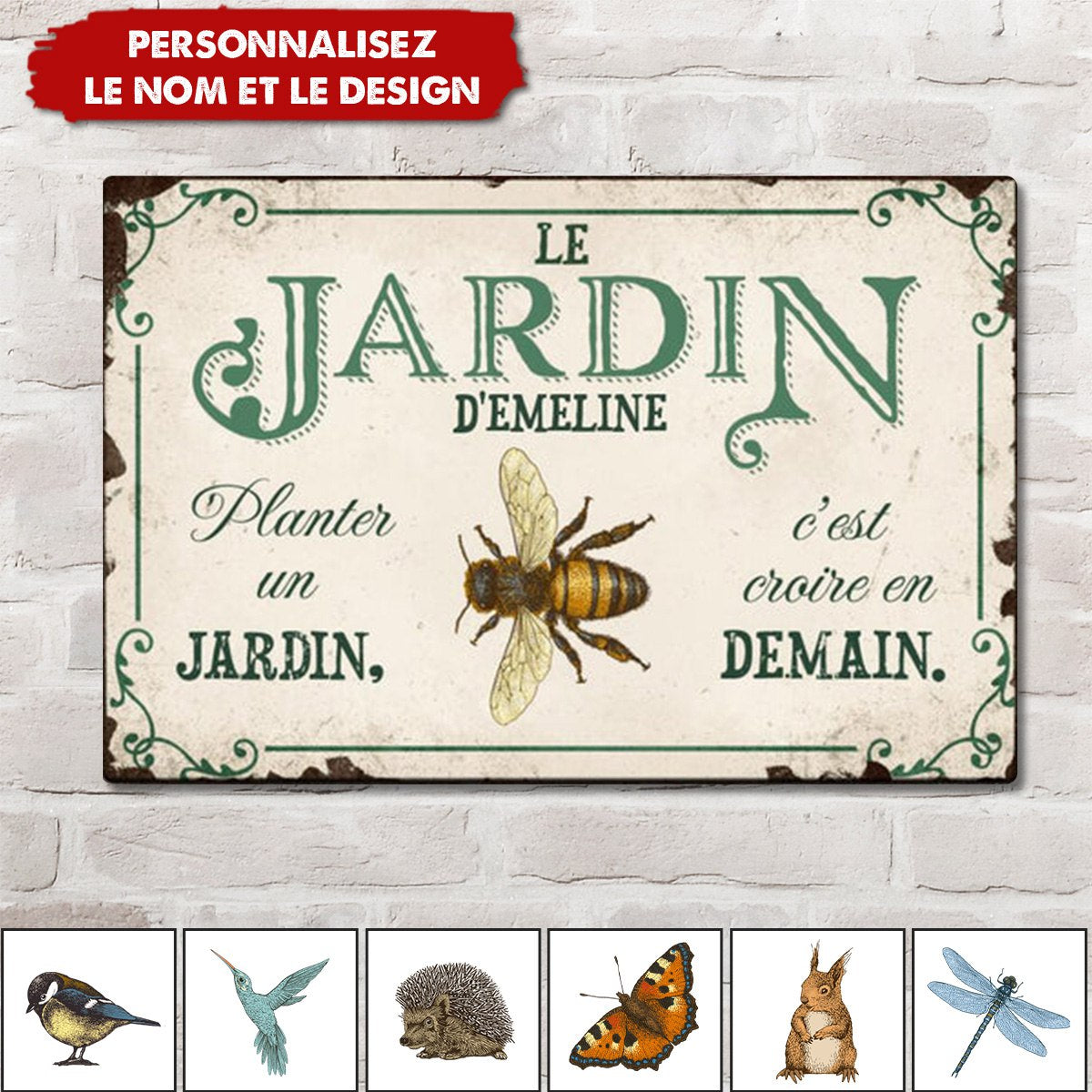 Joie dans le jardin – Outdoor-Pancarte de porte
