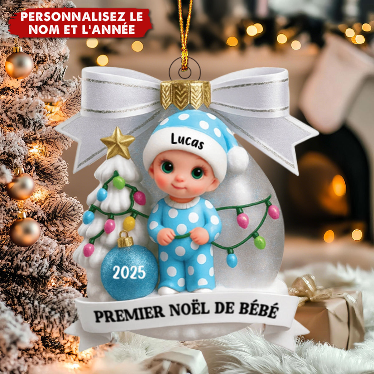 Décoration de Sapin Personnalisée – Premier Noël de Bébé