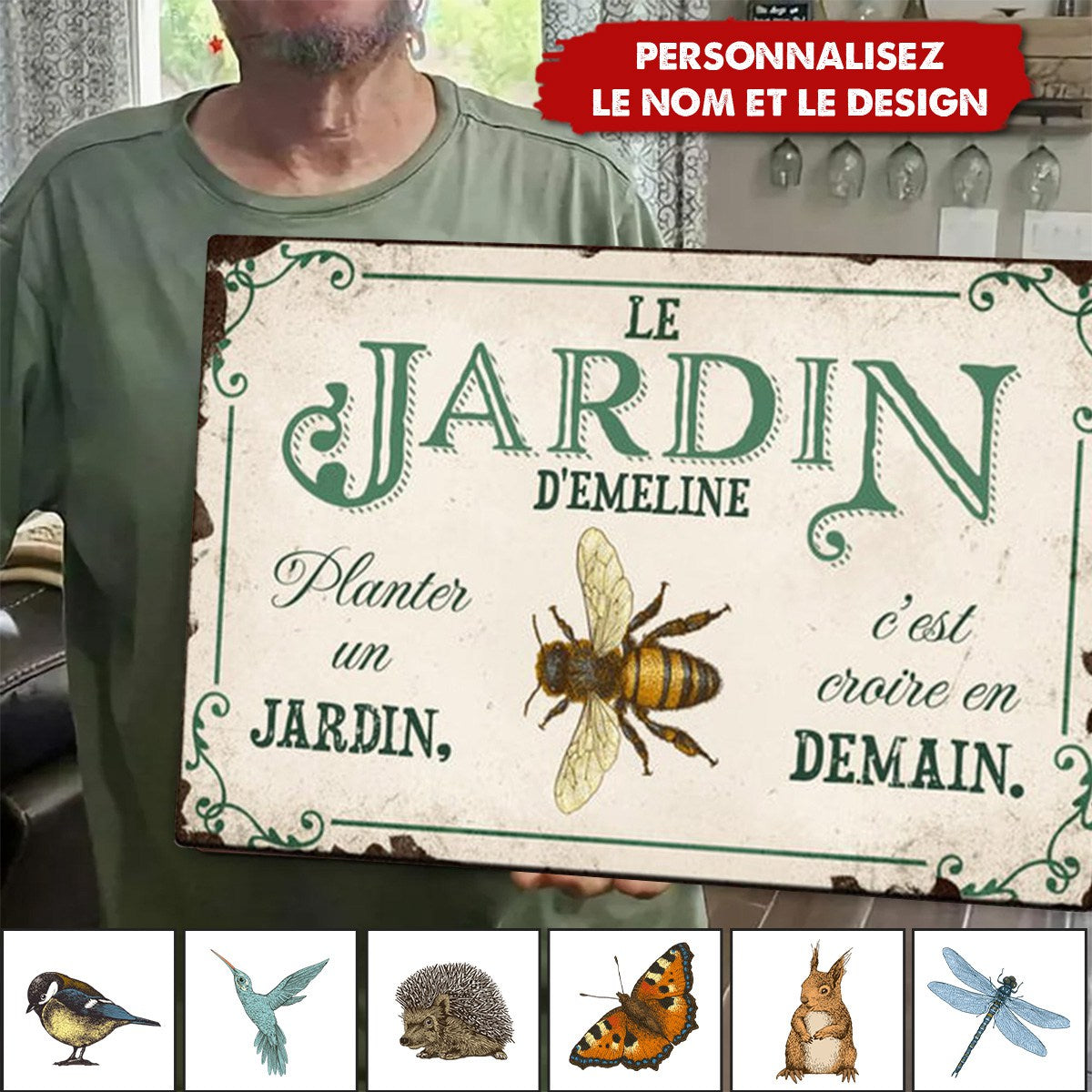 Joie dans le jardin – Outdoor-Pancarte de porte