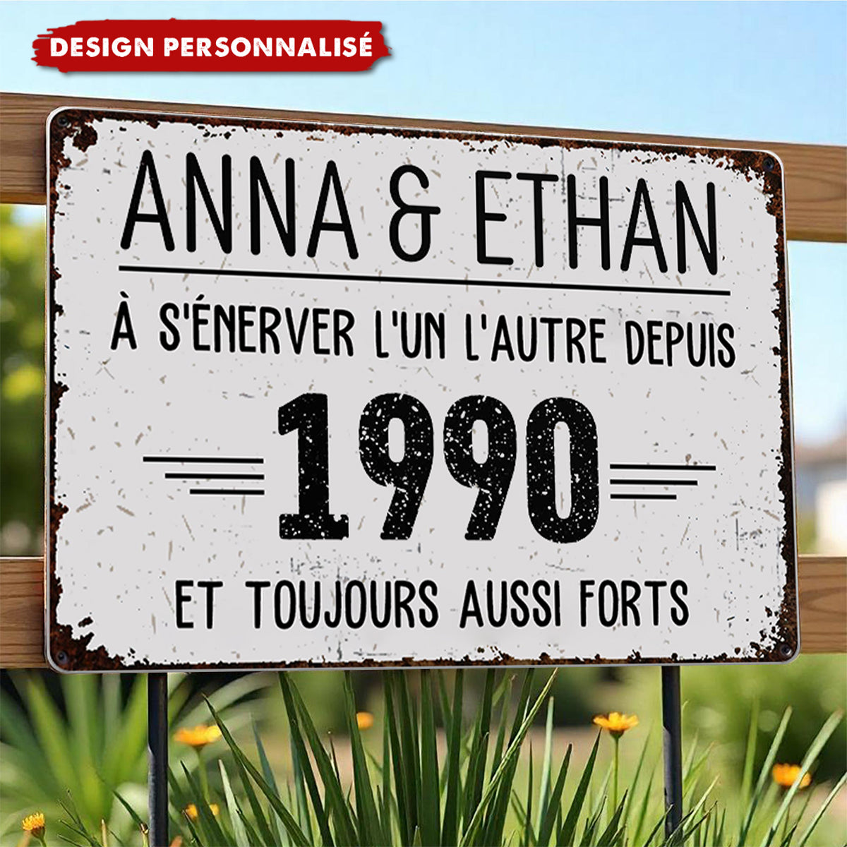 Plaque Métallique Personnalisée – À s’énerver l’un l’autre depuis… et toujours aussi forts