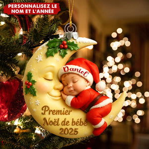 Décoration Noël Bébé Dormant sur Lune – Cadeau de Noël Unique