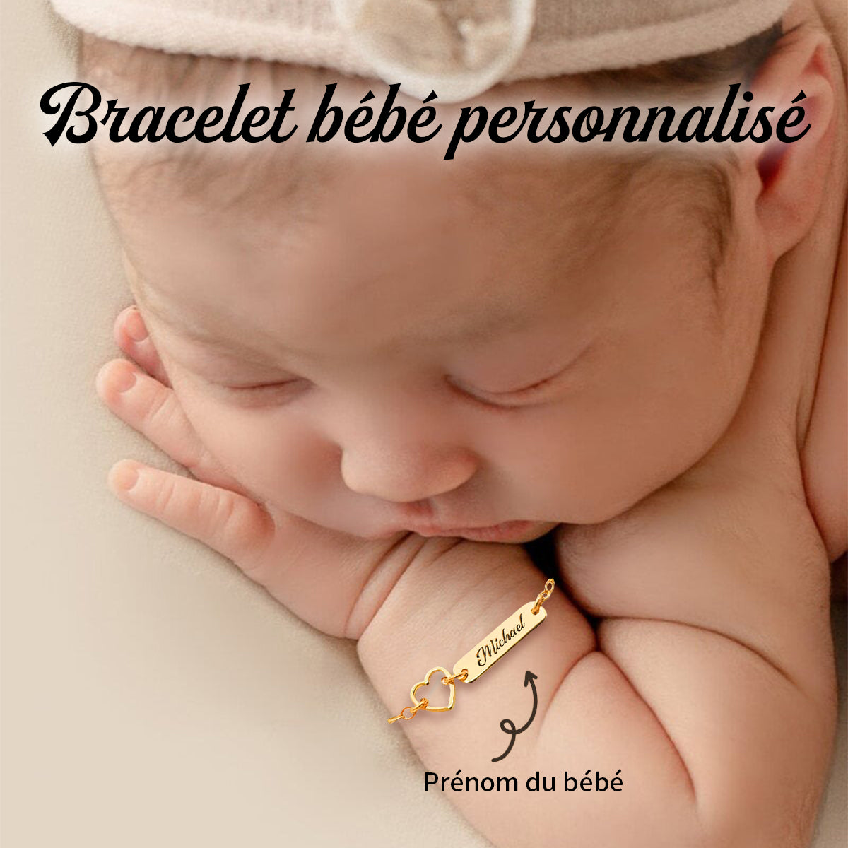 Bracelet Bébé Personnalisé avec Prénom Gravé – Cadeau Naissance Adorable