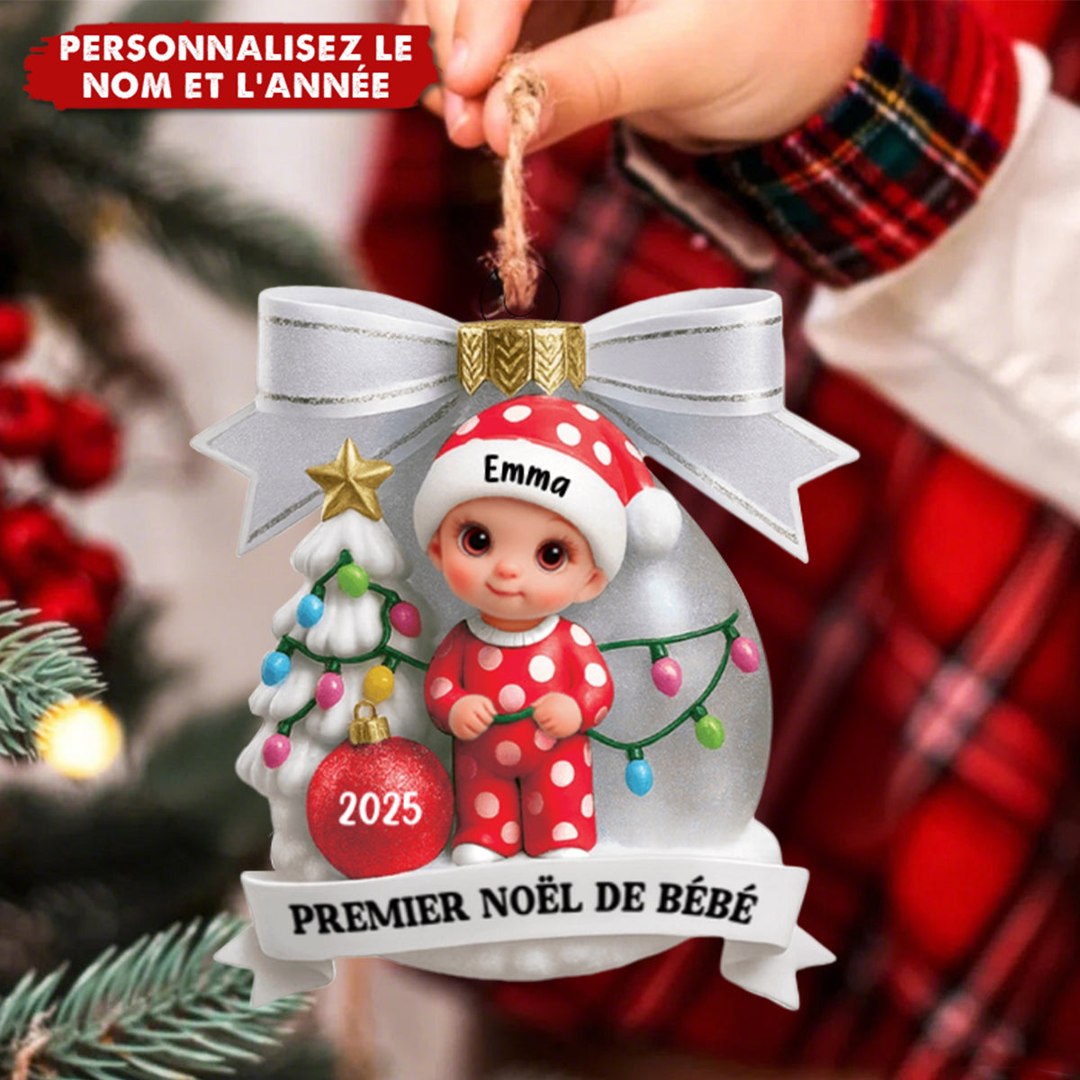 Décoration de Sapin Personnalisée – Premier Noël de Bébé