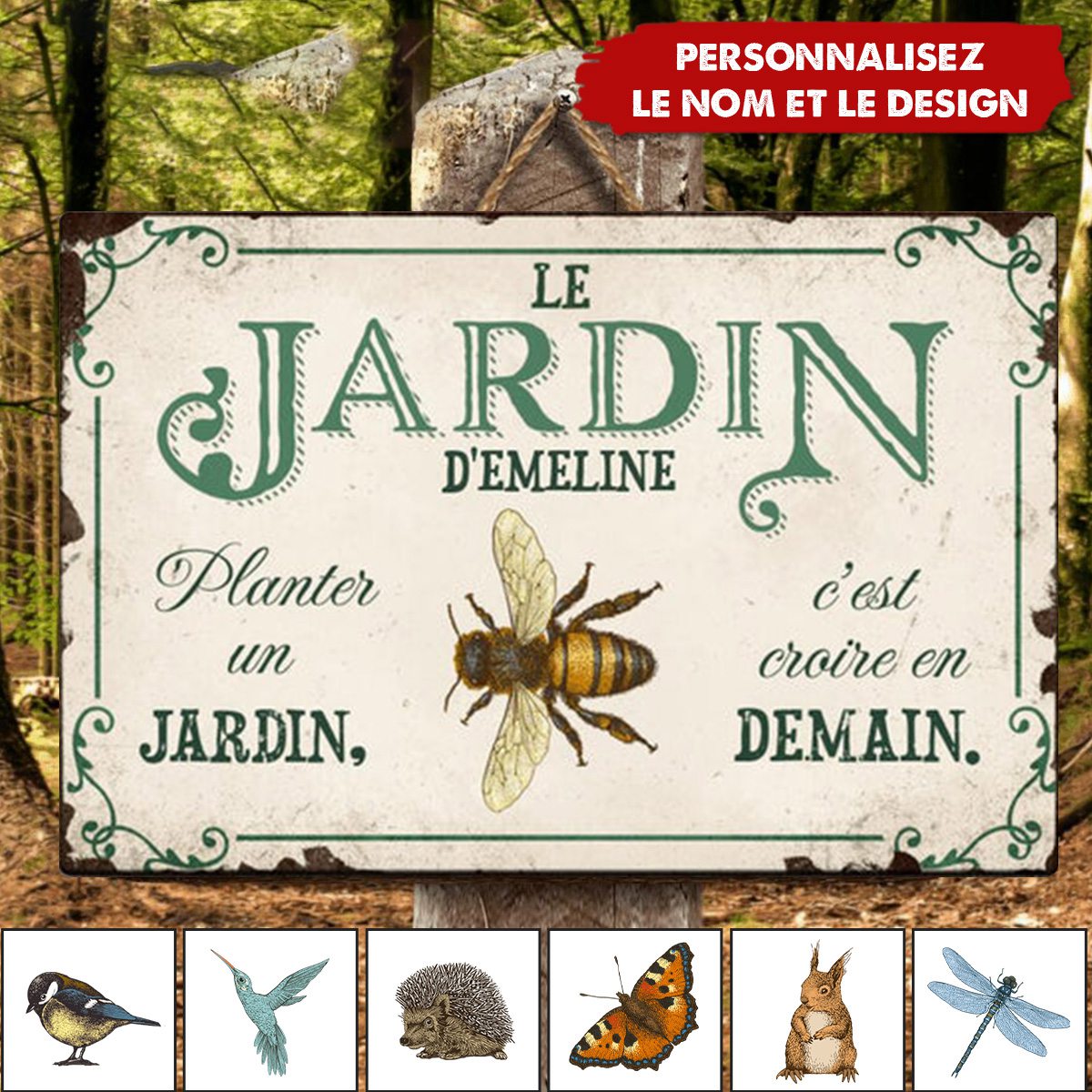Joie dans le jardin – Outdoor-Pancarte de porte