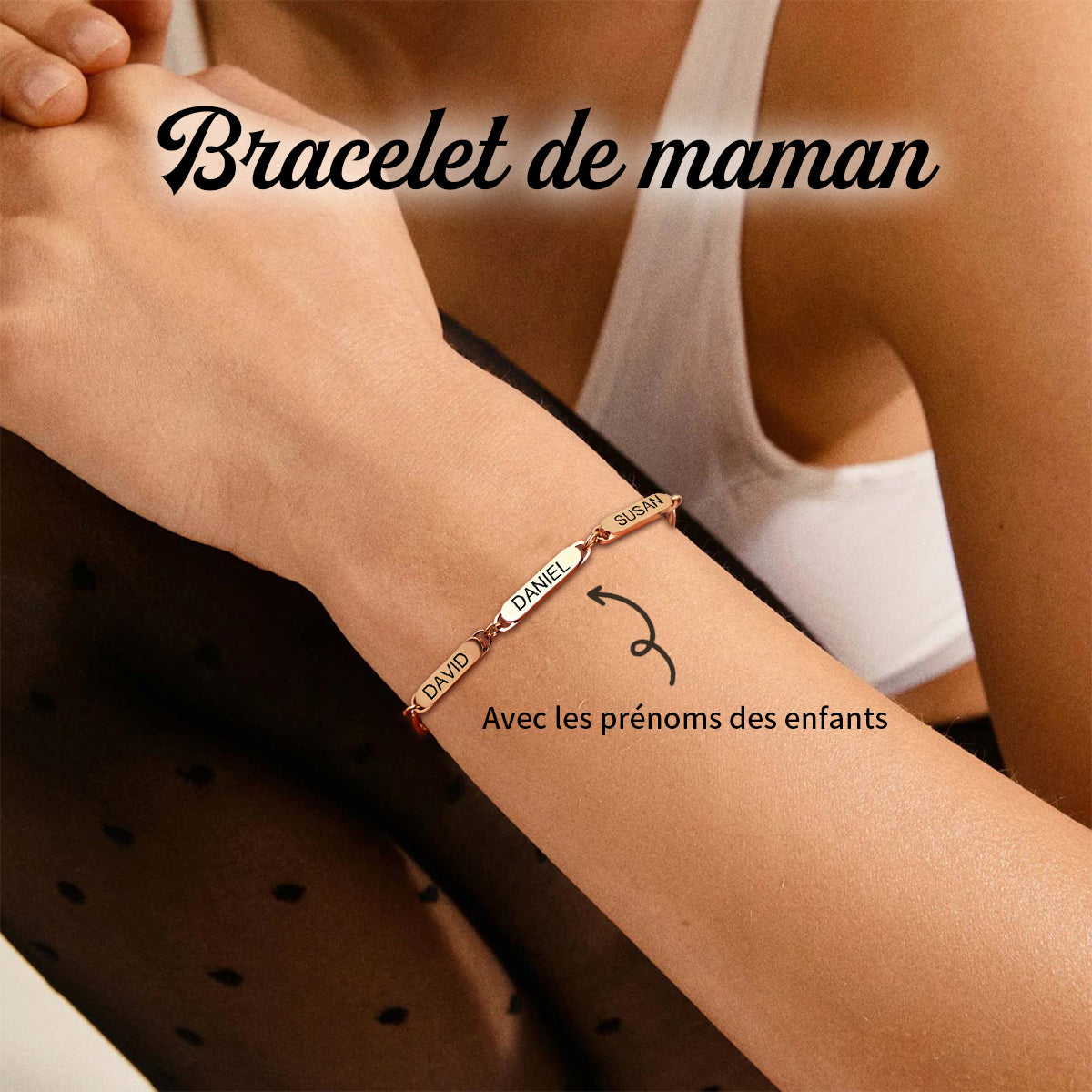 Bracelet Personnalisé avec Prénoms – Cadeau pour Maman ou Mamie