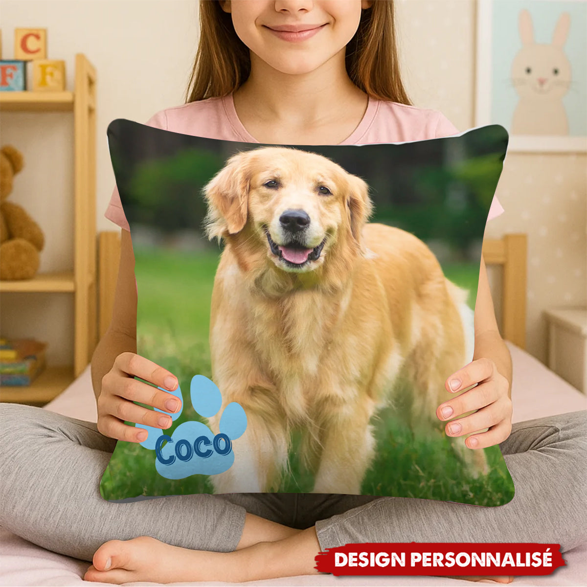 Coussin Personnalisé avec Photo d’Animal – Cadeau Doux et Unique
