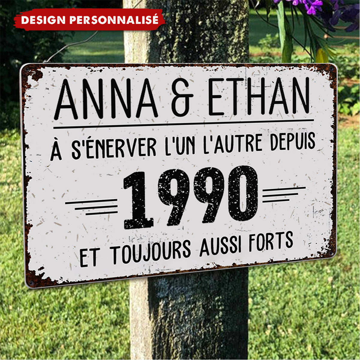 Plaque Métallique Personnalisée – À s’énerver l’un l’autre depuis… et toujours aussi forts
