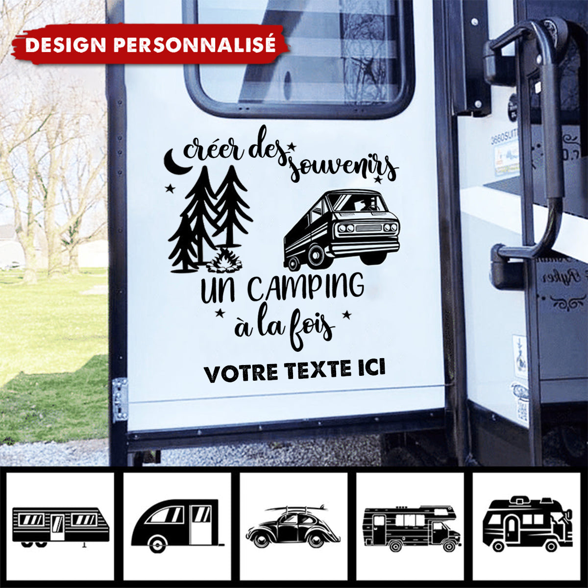 Autocollant Camping Personnalisé – Créez des Souvenirs, Un Camping à la Fois