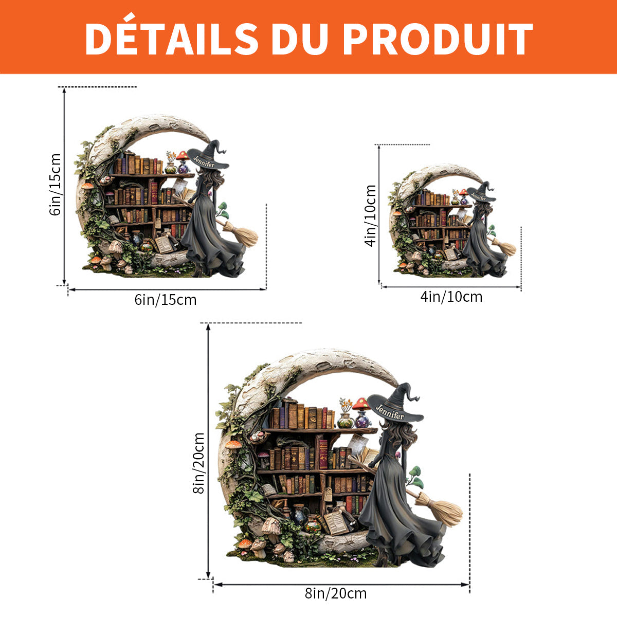 Plaque Acrylique Sorcière avec Prénom – Cadeau Idéal pour Anniversaire ou Halloween