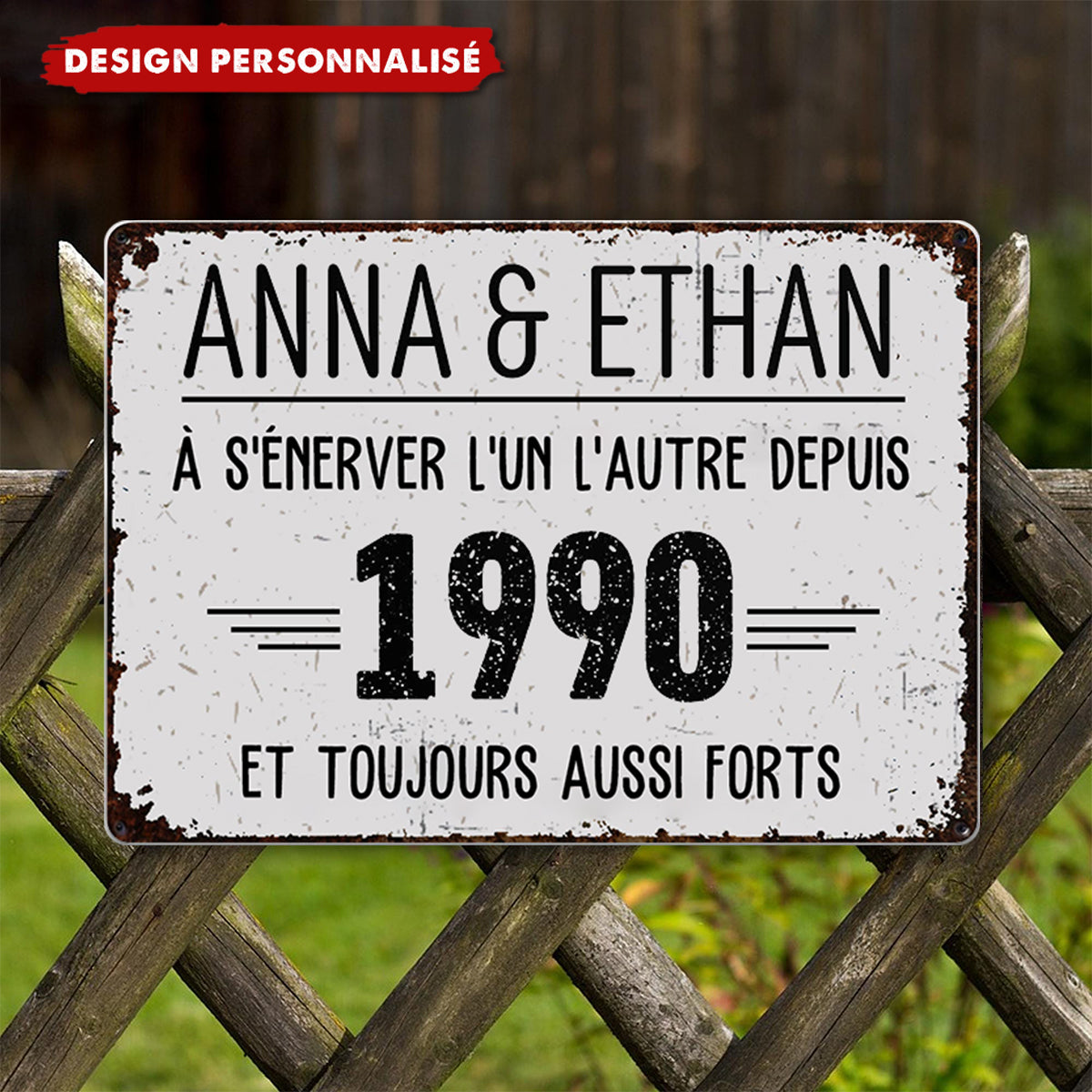 Plaque Métallique Personnalisée – À s’énerver l’un l’autre depuis… et toujours aussi forts