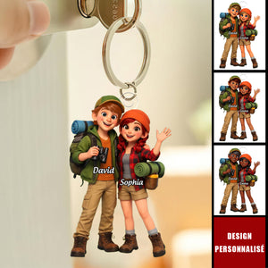 Porte-clés Personnalisé Randonneur Couple - Cadeau Aventure Amoureux