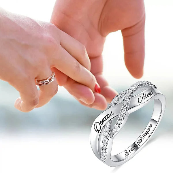Bague Couple Personnalisée – Gravée avec Prénoms & Message d’Amour
