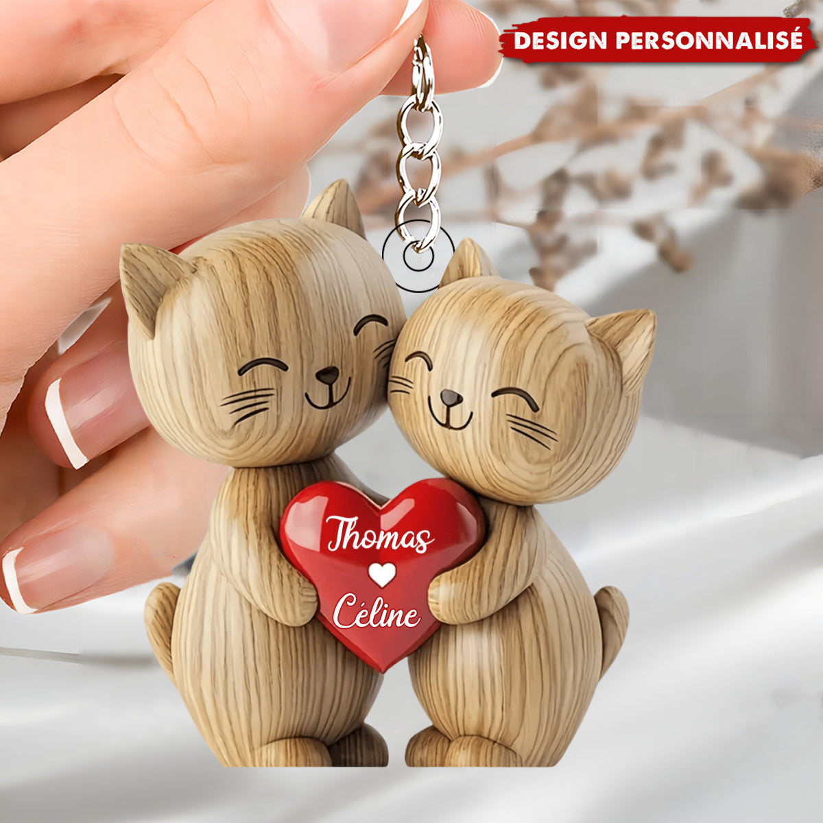Porte-clés Couple de Chats – Cadeau Mignon et Personnalisé