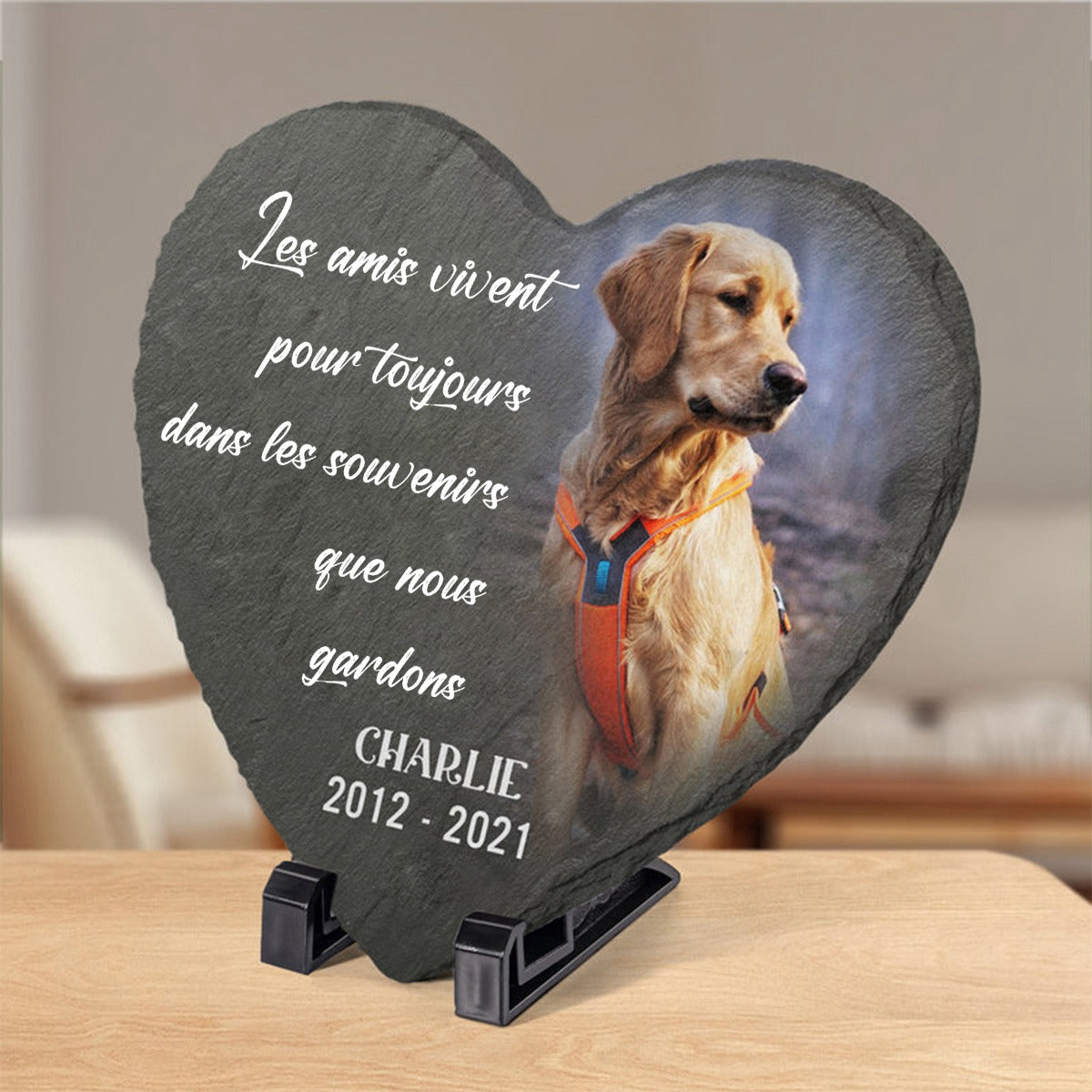Pierre Commémorative en Forme de Cœur – Hommage Personnalisé pour Animal de Compagnie