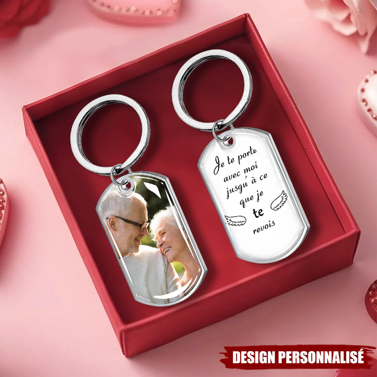 Porte-clés personnalisé avec photo – “Je te porte avec moi jusqu’à ce que je te revois”