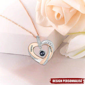 Collier Photo Personnalisé avec Noms  – Cadeau d’Amour pour Anniversaire ou Noël