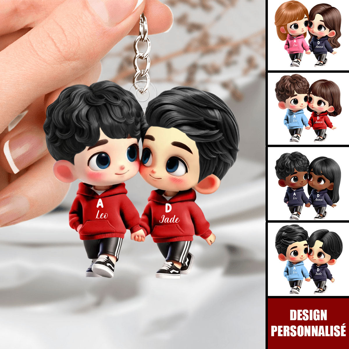 Porte-clés Couple Personnalisé – Mignon et Unique, Cadeau Romantique pour Lui & Elle