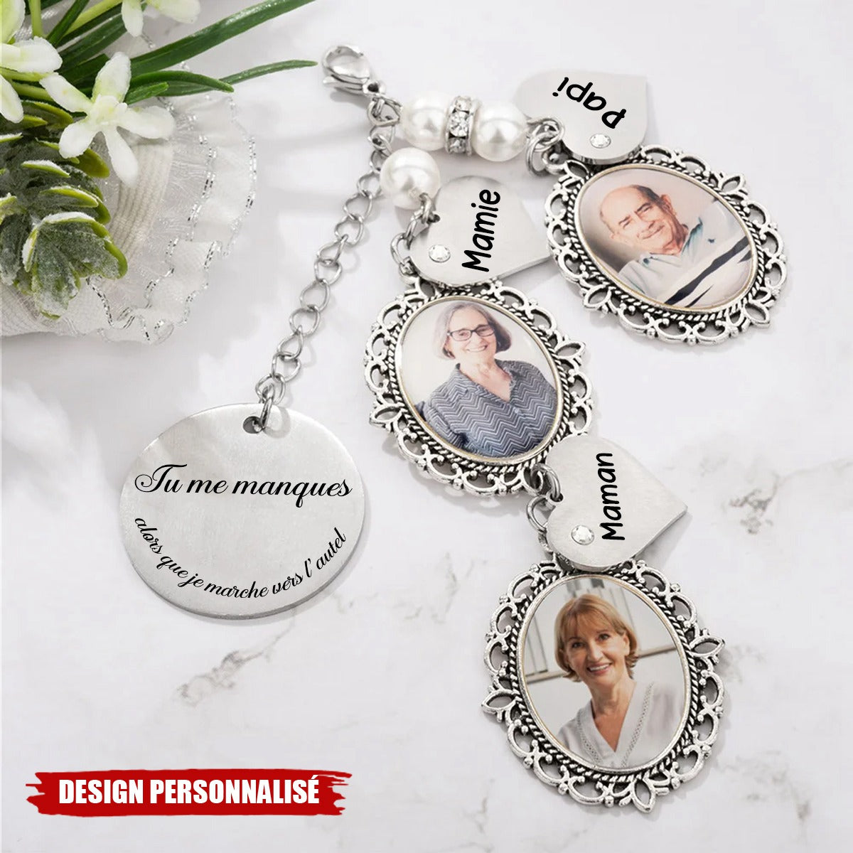 Pendentif Souvenir Personnalisé – Avec Photo, Prénoms & Message Gravé