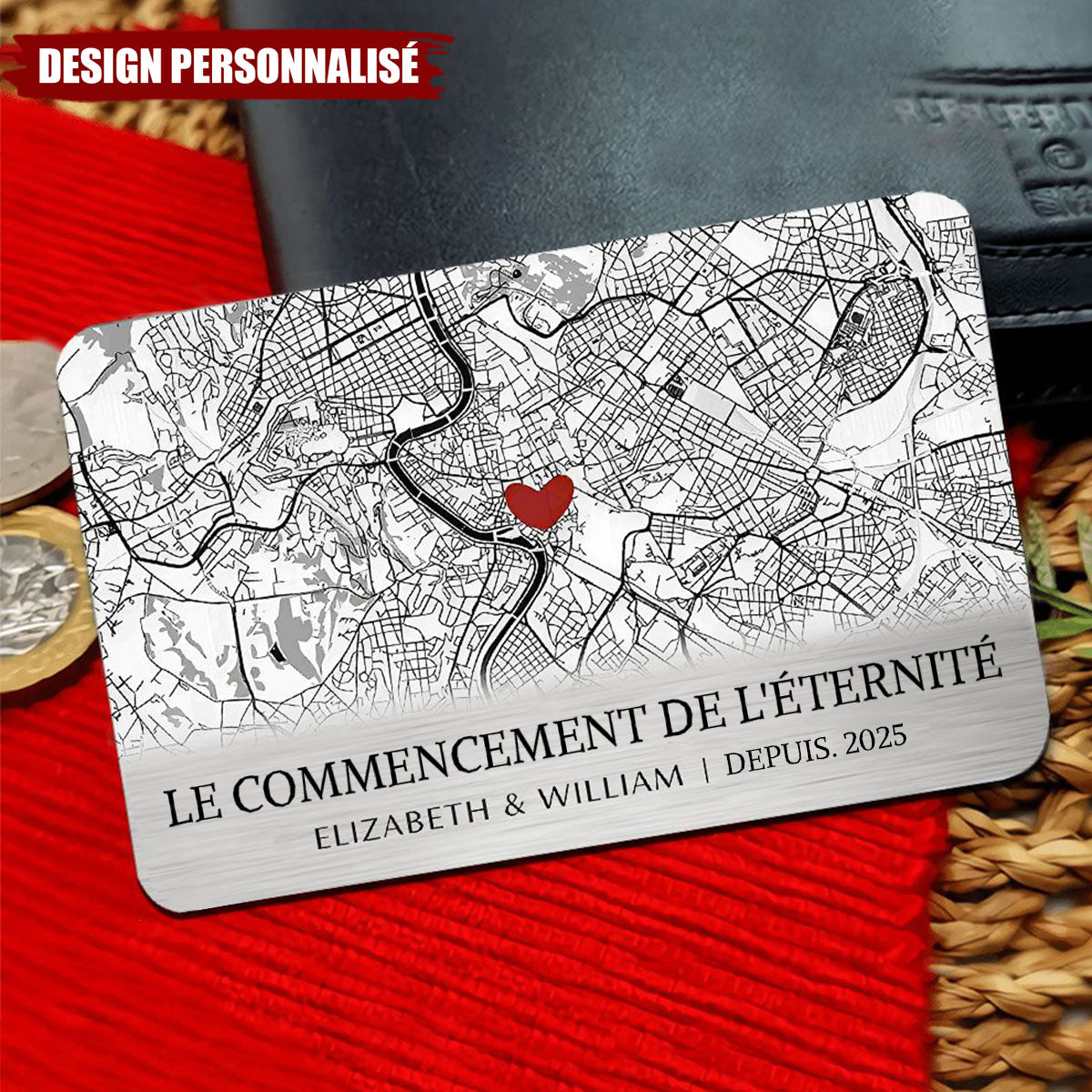 Carte de Portefeuille Personnalisée – Lieu de Notre Histoire d’Amour