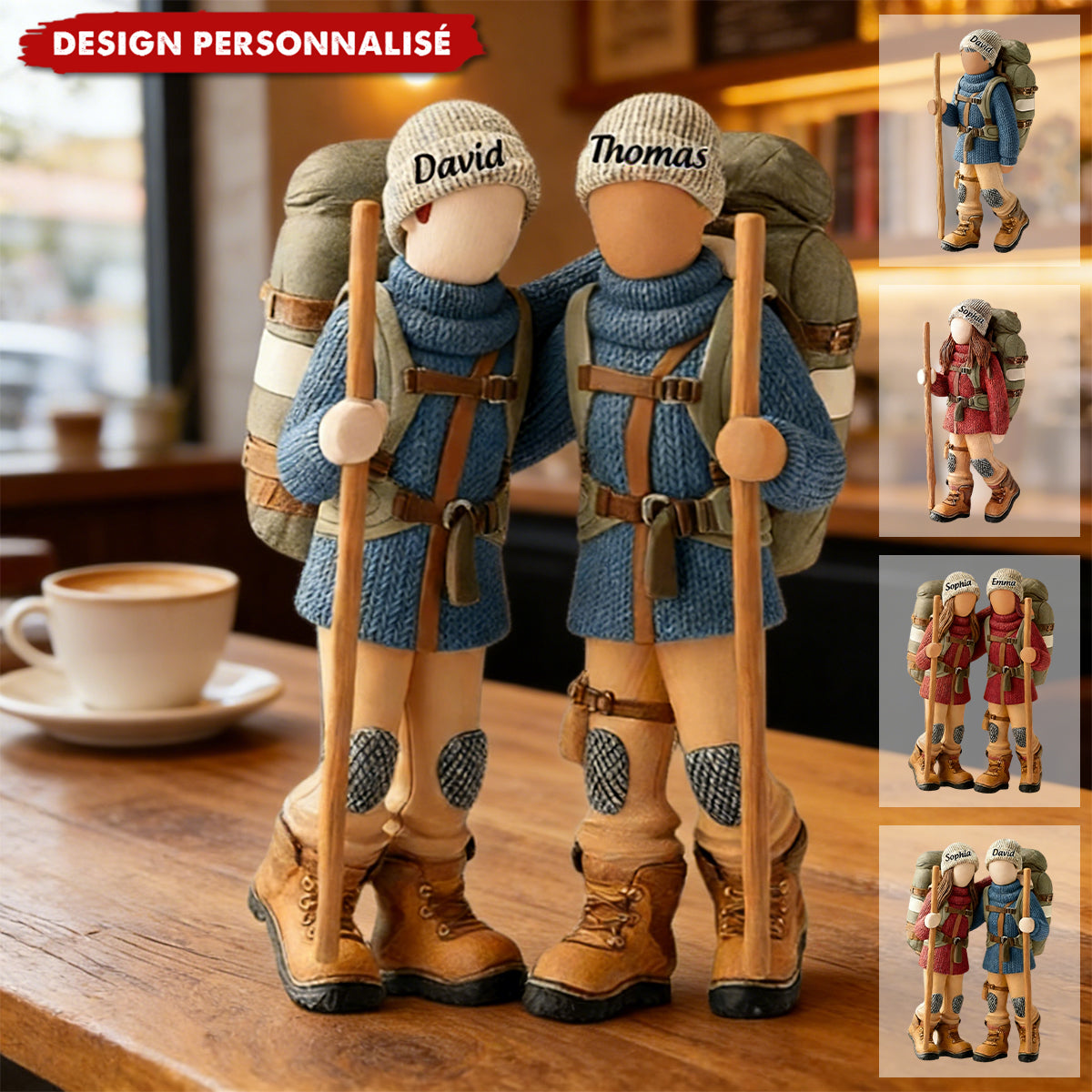 Plaque acrylique personnalisée de couple randonneur – Cadeau souvenir pour les amateurs de plein air