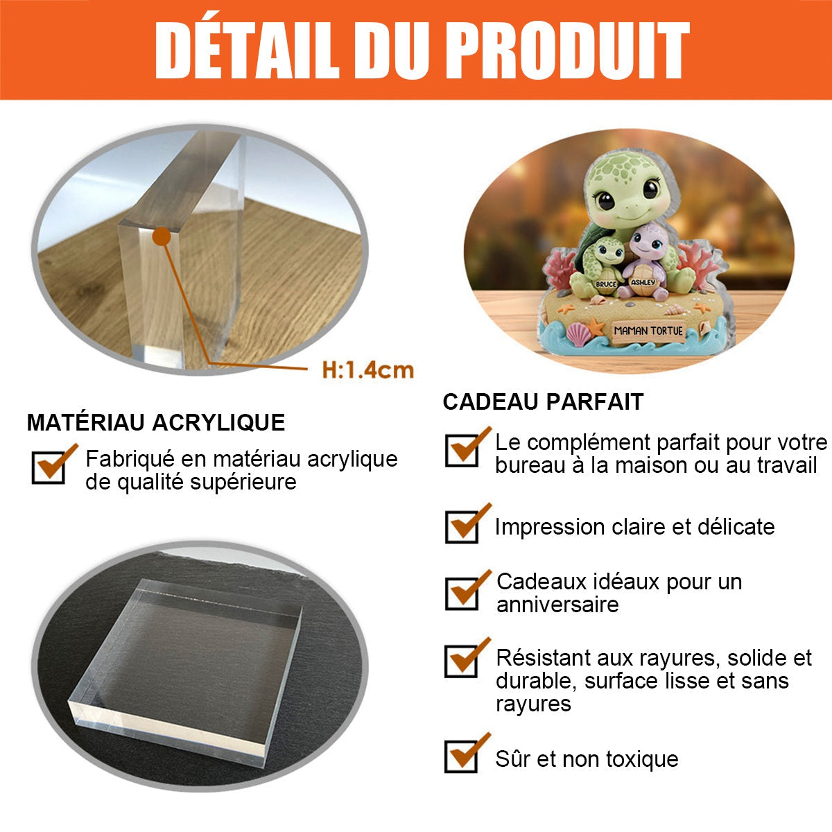 Plaque Personnalisée – Famille Tortues avec Prénoms