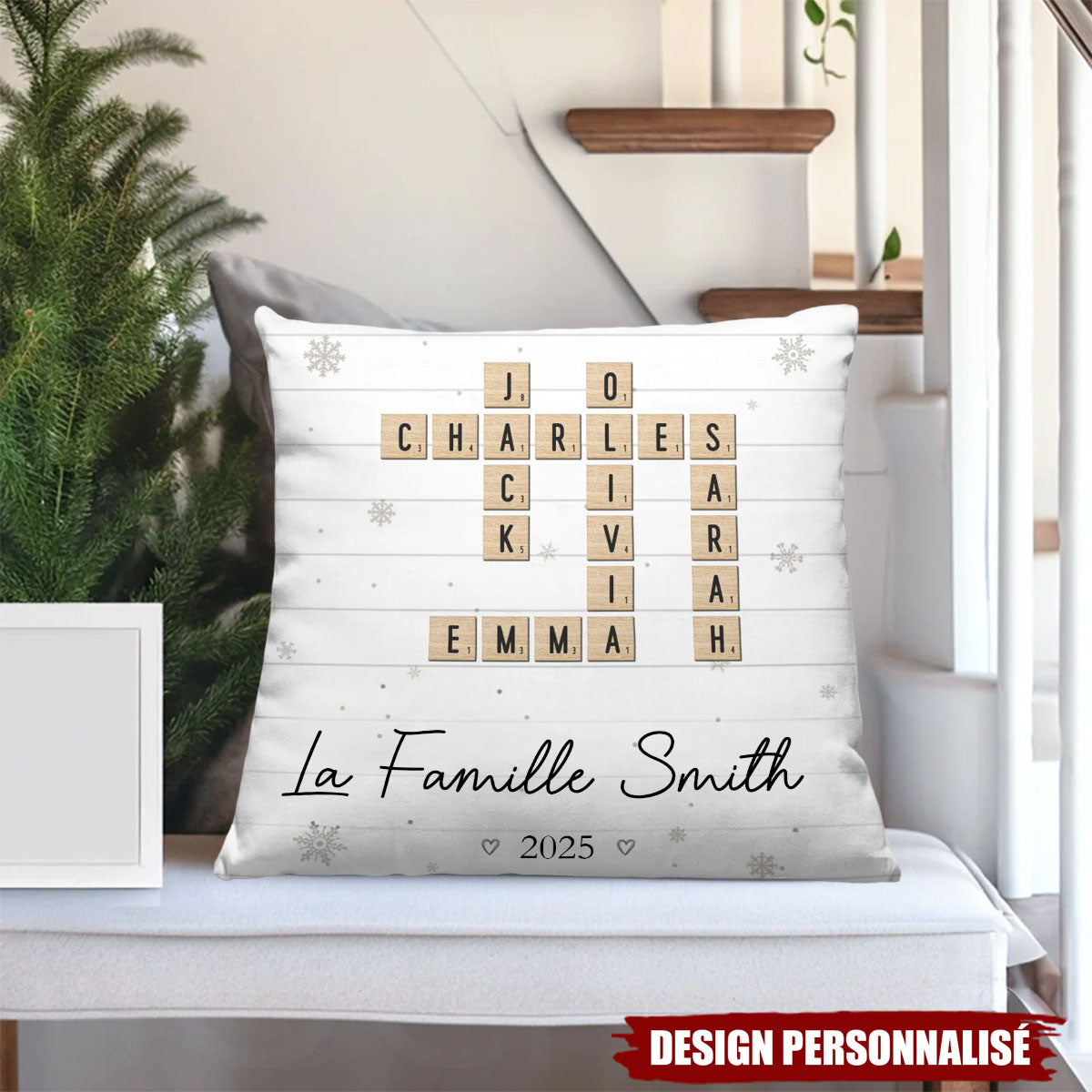 Coussin Personnalisé Famille – Cadeau de Noël pour les Membres de la Famille