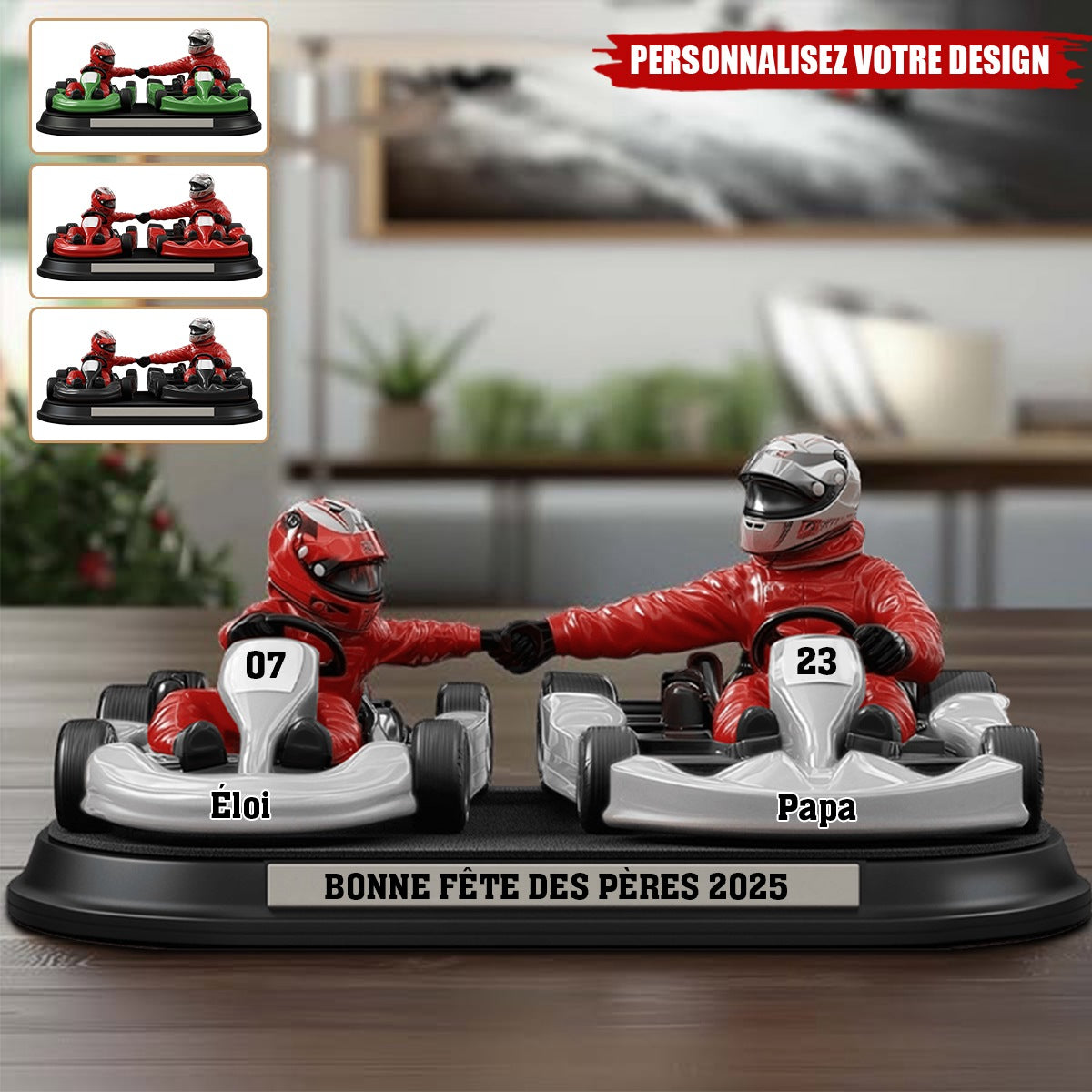 Père et Enfant Passionnés de Course – Plaque Acrylique Personnalisée en Forme Spéciale