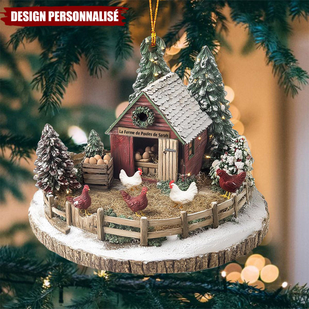 Suspension Personnalisée Ferme de Poules de Rêve – Cadeau pour les Amoureux des Poules