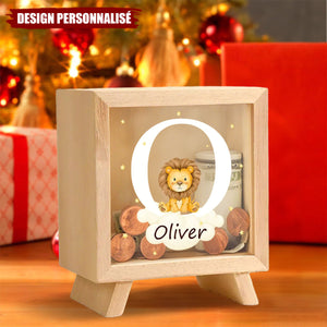 Tirelire en Bois Personnalisée avec Animal – Décoration Ludique pour Enfant