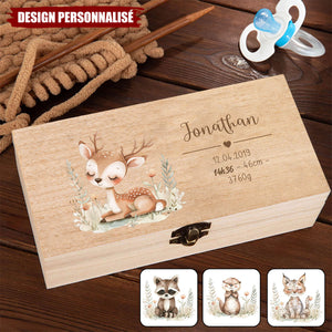 Boîte de rangement en bois personnalisée – Cadeau Unique pour Nouveau-né