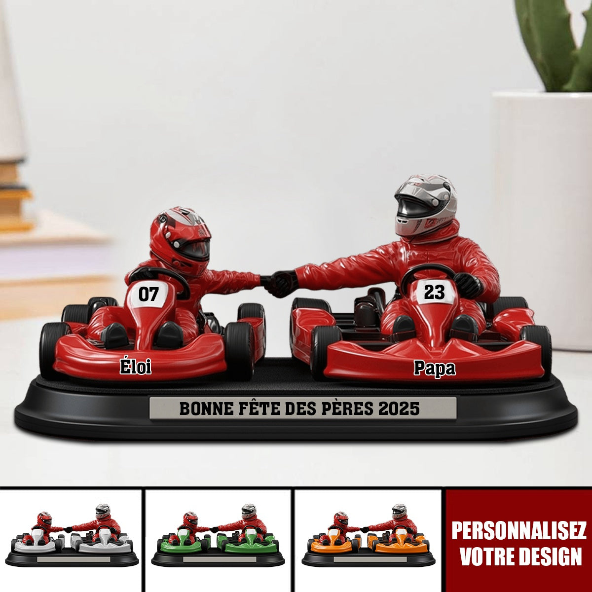 Père et Enfant Passionnés de Course – Plaque Acrylique Personnalisée en Forme Spéciale