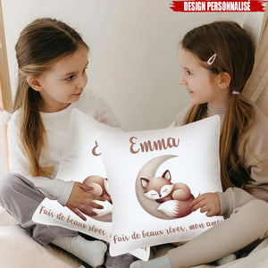 Housse de Coussin Personnalisée - Design Animal Mignon et Nom