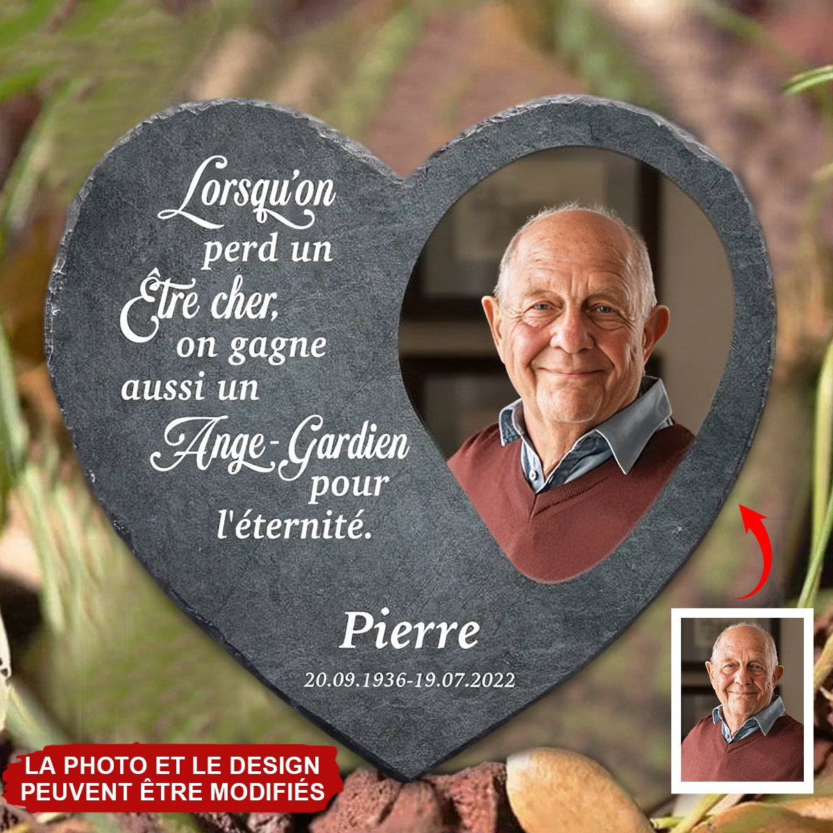 Ange gardien - Cœur en ardoise personnalisé