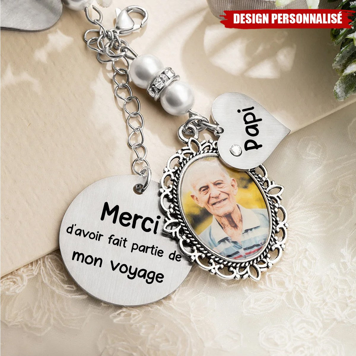 Pendentif Souvenir Personnalisé – Avec Photo, Prénoms & Message Gravé