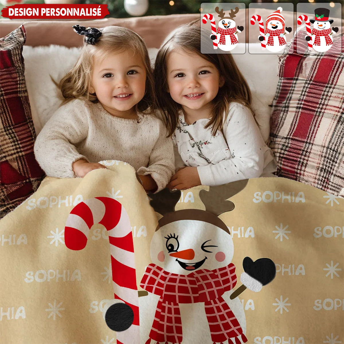 Couverture Personnalisée Bonhomme de Neige – Douce, Chaleureuse et Parfaite pour les Enfants