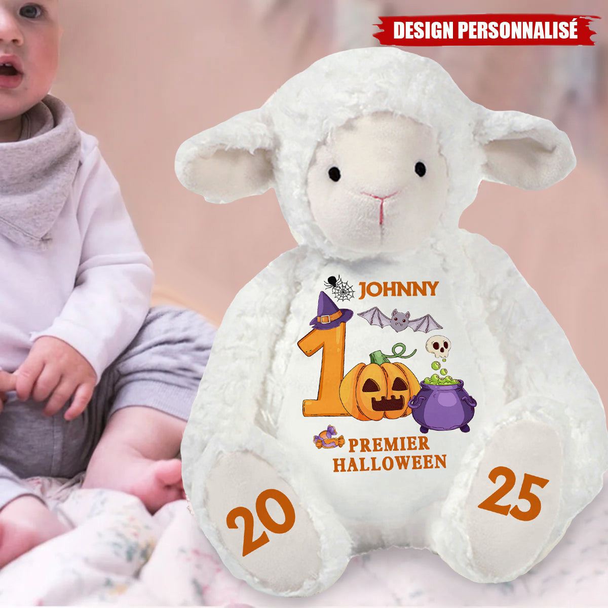 Peluche Agneau Premier Halloween – Cadeau Souvenir Personnalisé