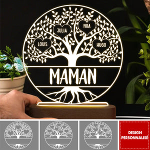 Lampe LED Personnalisée – Arbre de Vie avec Noms Enfants