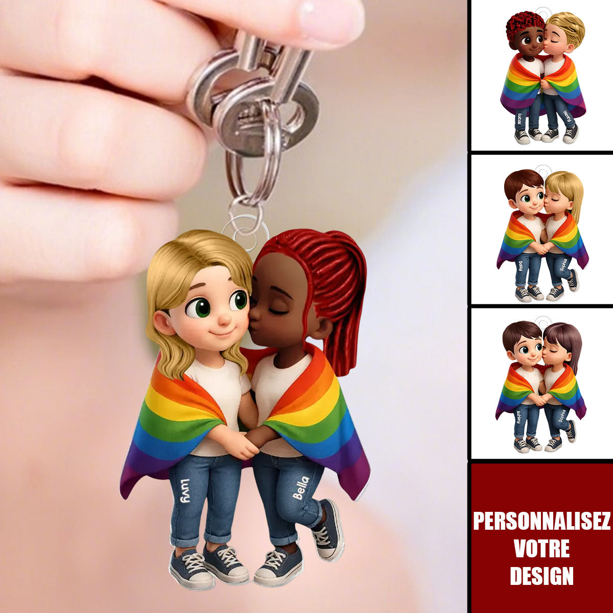 Porte-clés Acrylique Personnalisé – Couple LGBT "Love is Love" – Spécial Fierté