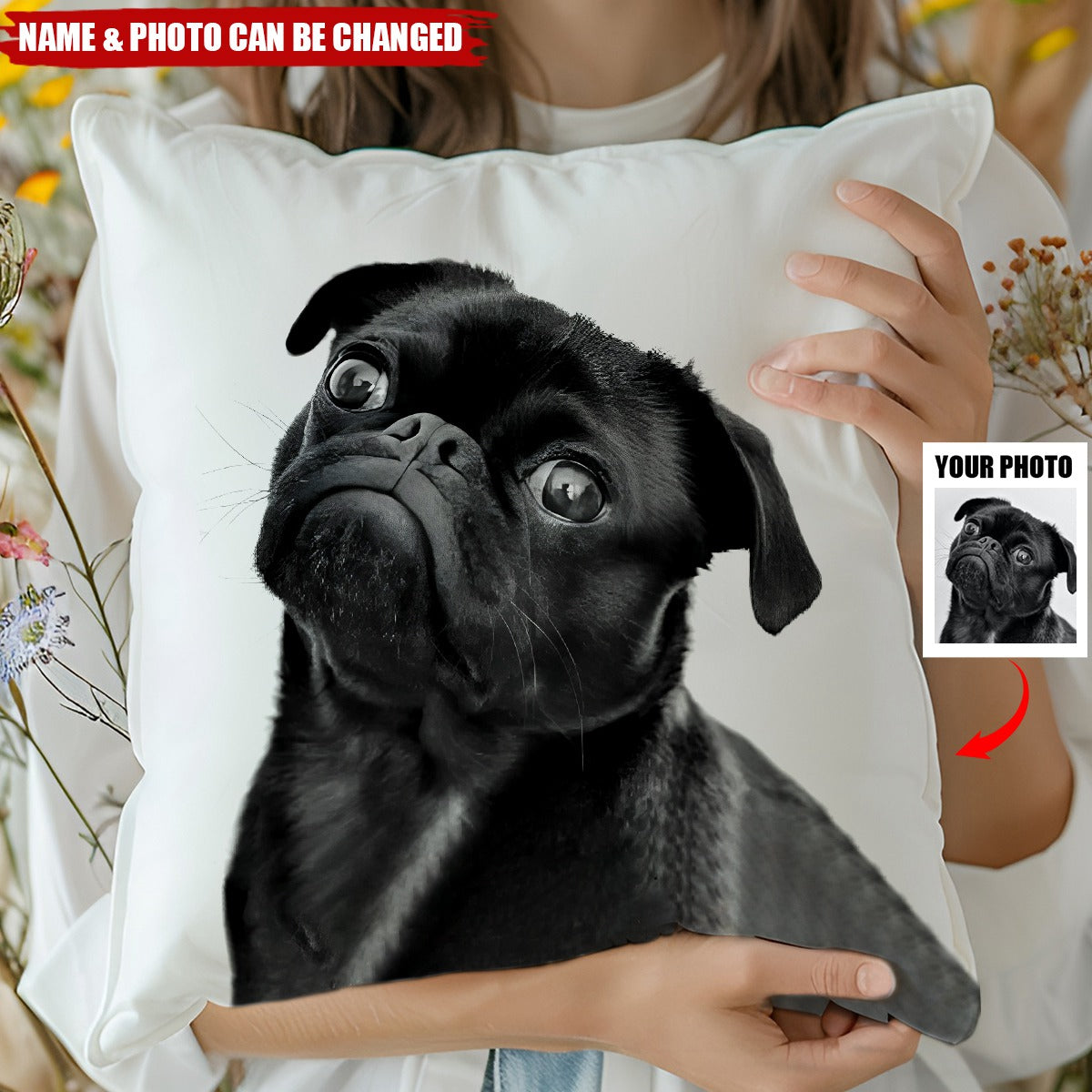 Coussin Personnalisé avec Photo de Votre Animal – Coussin pour Amoureux des Animaux