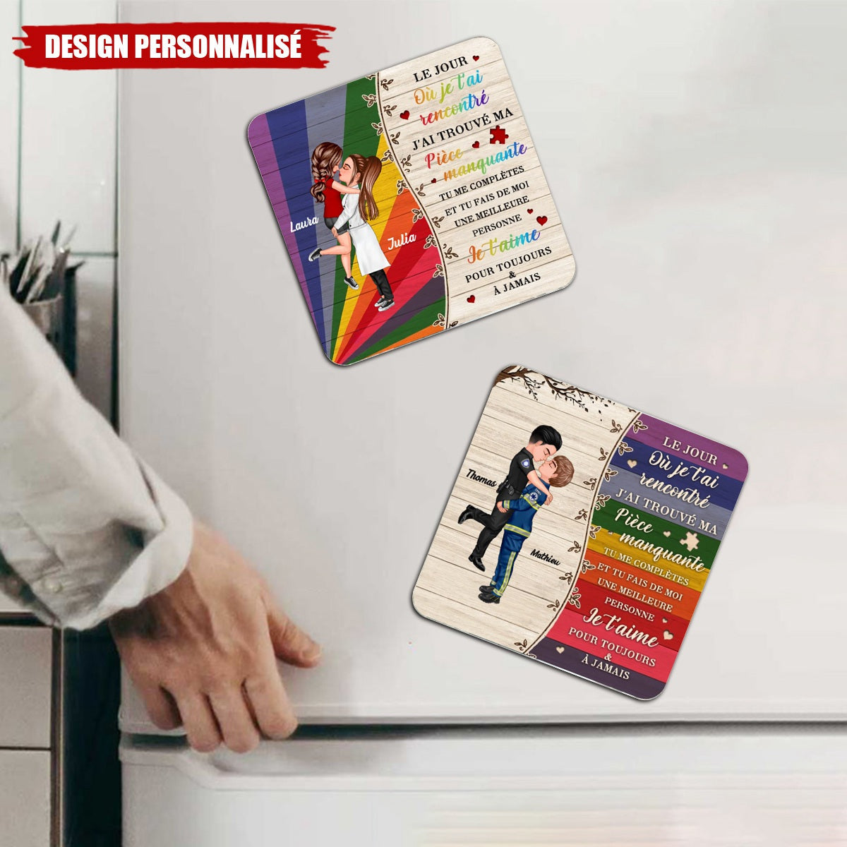 Aimants de Réfrigérateur en Acrylique Personnalisés – Cadeau Romantique et Unique