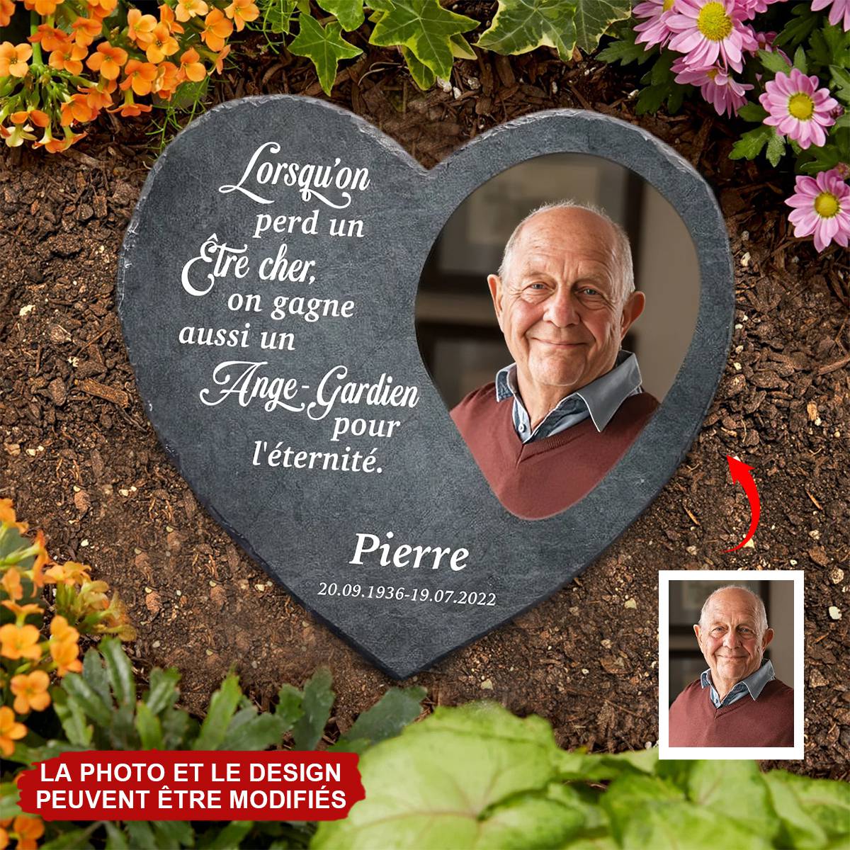 Ange gardien - Cœur en ardoise personnalisé