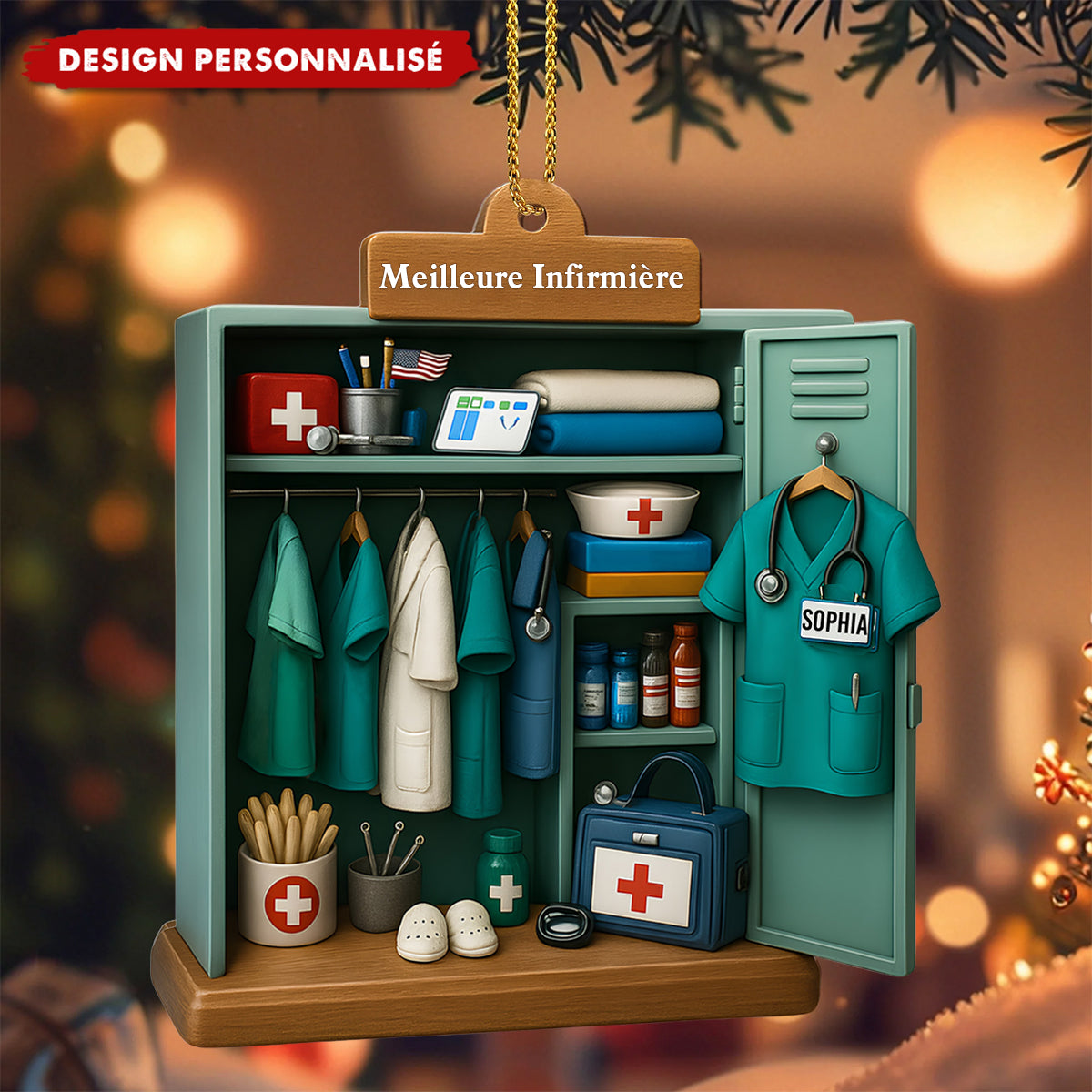 Décoration de Noël Personnalisée - Cadeau pour la Meilleure Infirmière