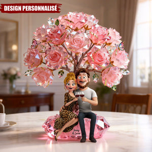 Plaque de Couple Arbre de Roses Personnalisée - Souvenir de Votre Amour