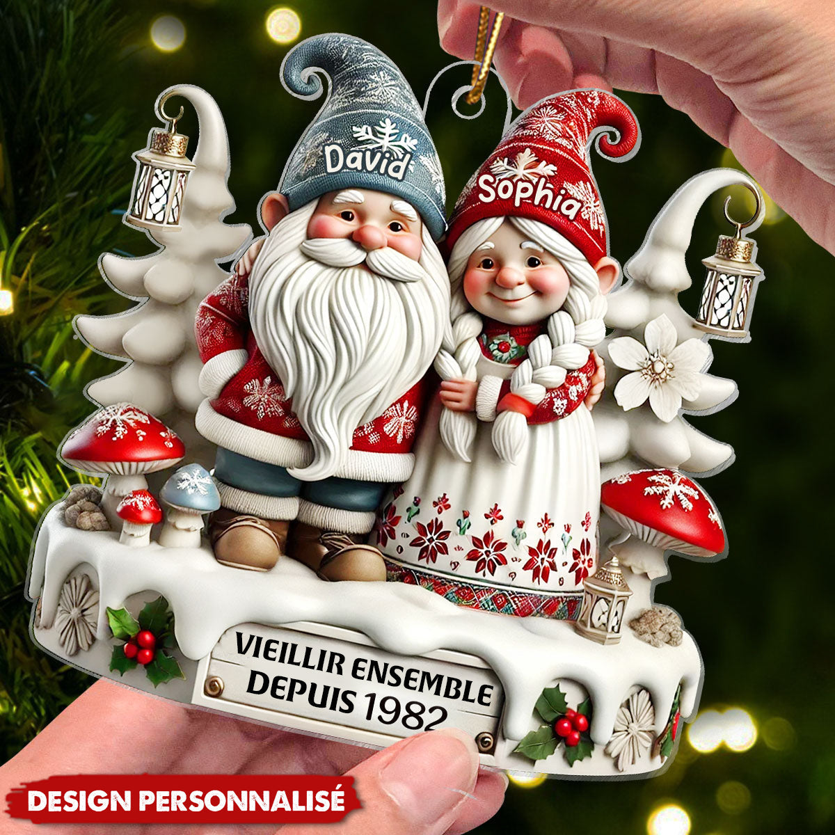 Ornement de Noël personnalisé – Couple vieilli ensemble depuis