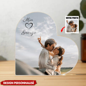 Plaque Photo Cœur Personnalisée — Souvenir d’Anniversaire, Saint-Valentin & Mariage