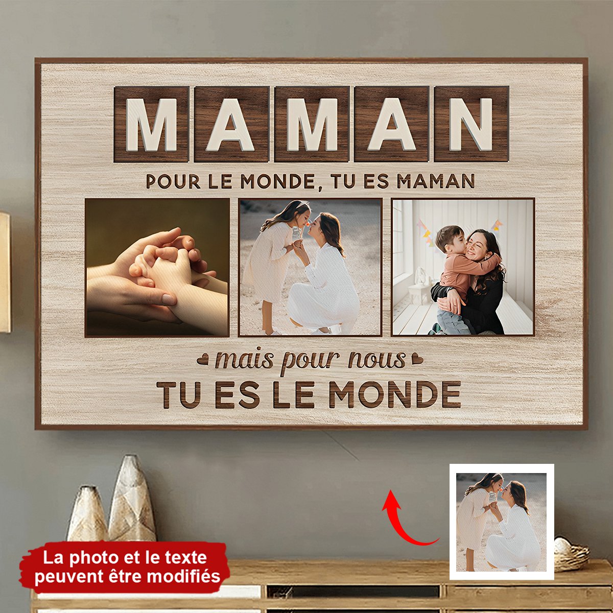 Toile Maman Maman Tu es Le Monde Personnalisée