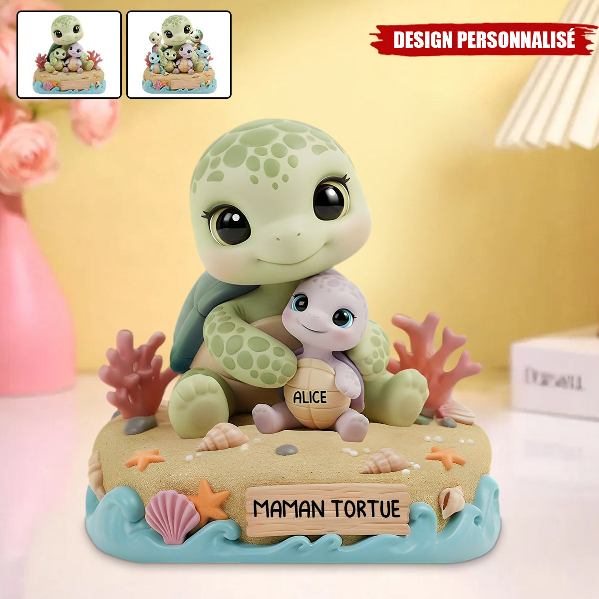 Plaque Personnalisée – Famille Tortues avec Prénoms